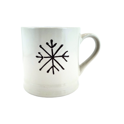 CERAMICZNY BIAŁY KUBEK Z ŚNIEŻYNKĄ 420ML