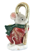 FIGURKA BOŻONARODZENIOWA MYSZ Z LASKĄ
