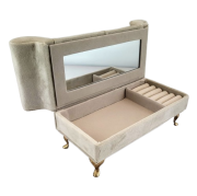 SZKATUŁKA NA BIŻUTERIĘ - SOFA ECRU SERCA