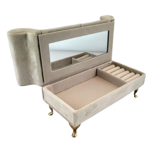 SZKATUŁKA NA BIŻUTERIĘ - SOFA ECRU SERCA