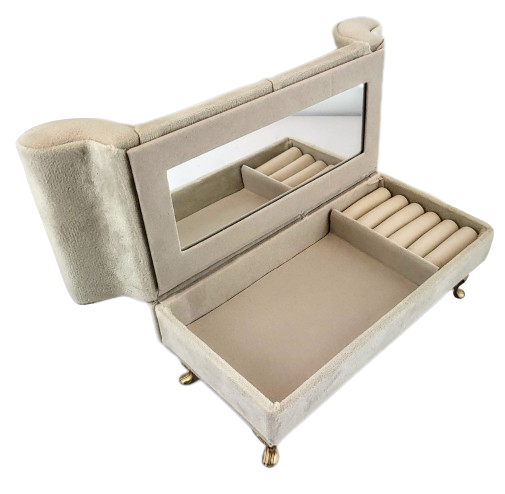 SZKATUŁKA NA BIŻUTERIĘ - SOFA ECRU SERCA