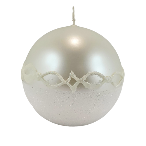 ŚWIECA KULA 10CM GLITTER DECORATION METALIK PERŁA