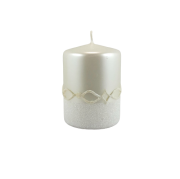 ŚWIECA WALEC 10CM GLITTER DECORATION METALIK PERŁA
