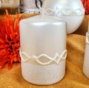 ŚWIECA WALEC 10CM GLITTER DECORATION METALIK PERŁA