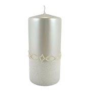 ŚWIECA WALEC 15CM GLITTER DECORATION METALIK PERŁA
