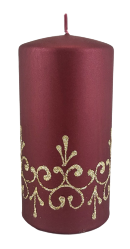 ŚWIECA TIFFANY NEW WALEC ŚREDNI 14CM CZERWONY