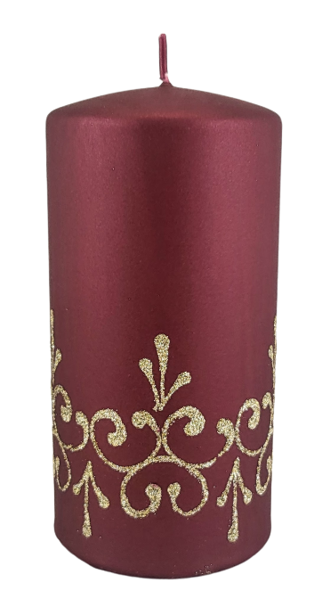 ŚWIECA TIFFANY NEW WALEC ŚREDNI 14CM CZERWONY