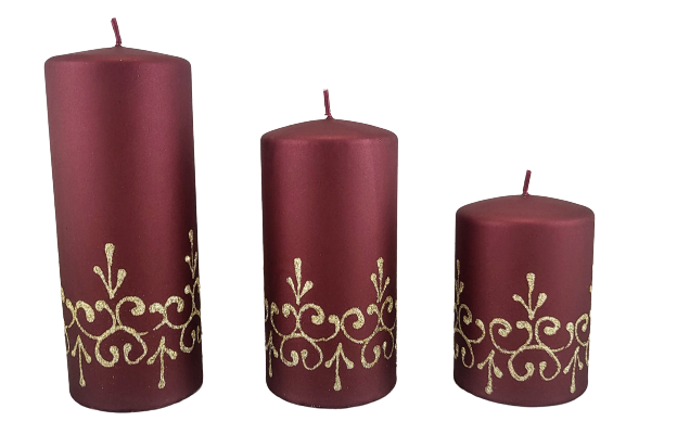 ŚWIECA TIFFANY NEW WALEC ŚREDNI 14CM CZERWONY