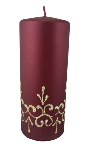 ŚWIECA TIFFANY NEW WALEC DUŻY 17,5CM CZERWONY