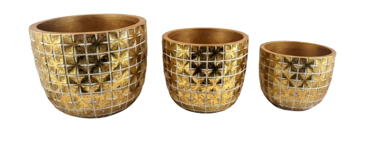 OSŁONKA DONICZKA CERAMICZNA HANOI ZŁOTA 17,6x14,4CM