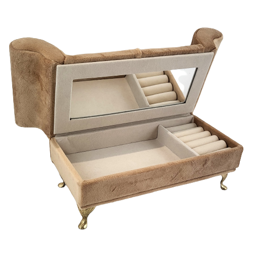 SZKATUŁKA NA BIŻUTERIĘ - SOFA KARMELOWA
