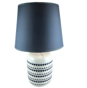 LAMPA CERAMICZNA BIAŁO-SZARA W PASKI 40,5CM