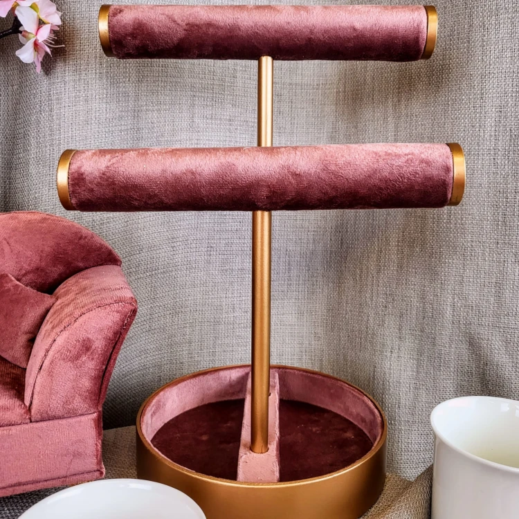 ELEGANCKI STOJAK NA BIŻUTERIĘ RÓŻOWY 30CM