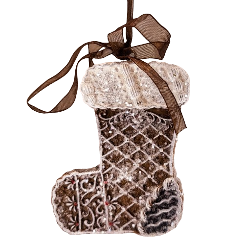 ŚWIĄTECZNA ZAWIESZKA PIERNIK BUT SKARPETKA 8cm