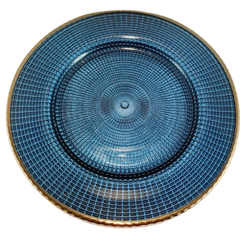 PODSTAWKA SZKLANA TALERZ, PODTALERZ 33CM GRANATOWY