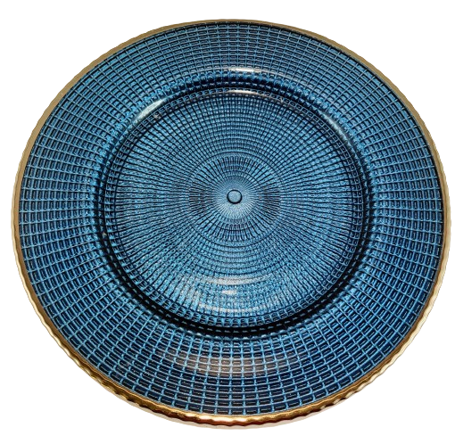 PODSTAWKA SZKLANA TALERZ, PODTALERZ 33CM GRANATOWY