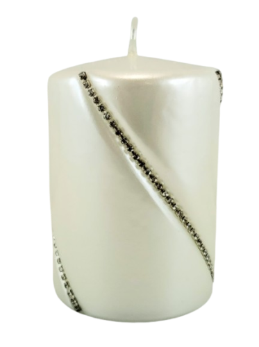 ŚWIECA BOLERO METALLIC WALEC MAŁY BIAŁY 10CM