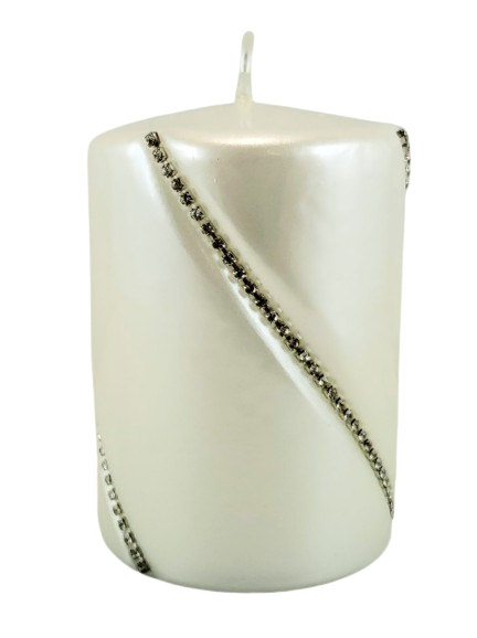 ŚWIECA BOLERO METALLIC WALEC MAŁY BIAŁY 10CM