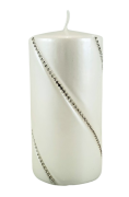 ŚWIECA BOLERO METALLIC WALEC ŚREDNI BIAŁY 14CM