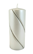 ŚWIECA BOLERO METALLIC WALEC DUŻY BIAŁY 17CM