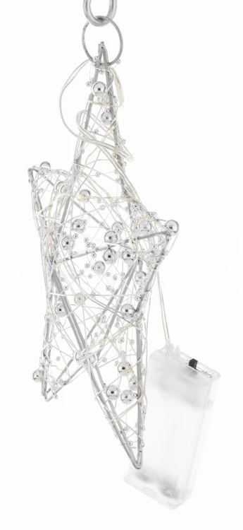 WISZĄCA OZDOBA SREBRNA GWIAZDA LED 20CM