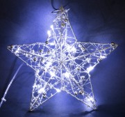 WISZĄCA OZDOBA SREBRNA GWIAZDA LED 20CM