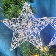 WISZĄCA OZDOBA SREBRNA GWIAZDA LED 20CM