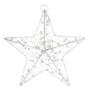 WISZĄCA OZDOBA SREBRNA GWIAZDA LED 25CM