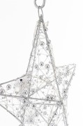 WISZĄCA OZDOBA SREBRNA GWIAZDA LED 25CM