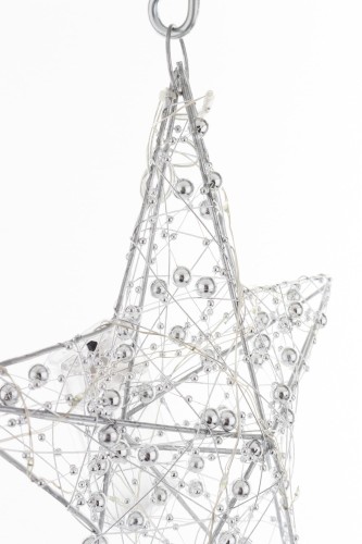 WISZĄCA OZDOBA SREBRNA GWIAZDA LED 25CM
