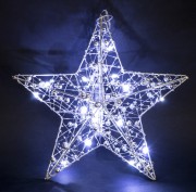 WISZĄCA OZDOBA SREBRNA GWIAZDA LED 25CM