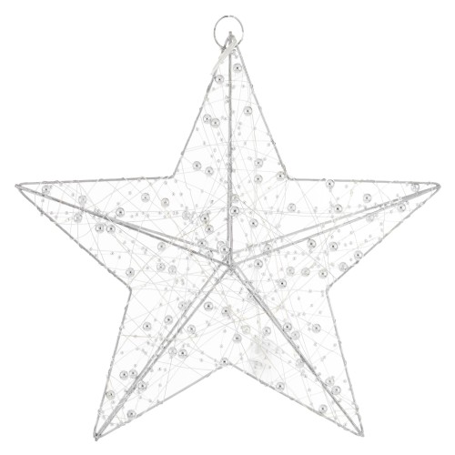 WISZĄCA OZDOBA SREBRNA GWIAZDA LED 30CM