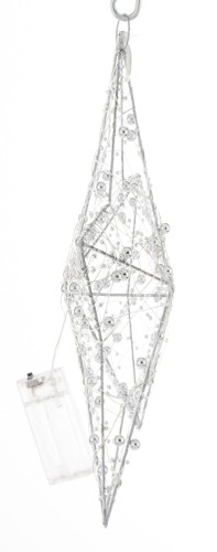 WISZĄCA OZDOBA SREBRNA GWIAZDA LED 30CM