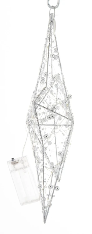 WISZĄCA OZDOBA SREBRNA GWIAZDA LED 30CM
