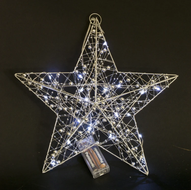 WISZĄCA OZDOBA SREBRNA GWIAZDA LED 30CM