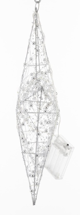 WISZĄCA OZDOBA SREBRNA GWIAZDA LED 40CM