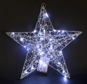 WISZĄCA OZDOBA SREBRNA GWIAZDA LED 40CM