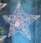 WISZĄCA OZDOBA SREBRNA GWIAZDA LED 40CM