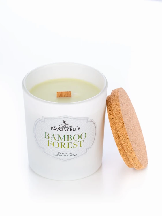 NATURALNA ŚWIECA SOJOWO-KOKOSOWA O ZAPACHU BAMBOO FOREST 135G BIAŁA