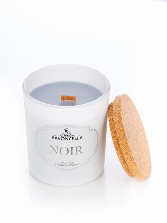 NATURALNA ŚWIECA SOJOWO-KOKOSOWA O ZAPACHU NOIR 135G BIAŁA