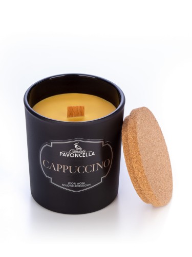 NATURALNA ŚWIECA SOJOWO-KOKOSOWA O ZAPACHU CAPPUCCINO 135G CZARNA