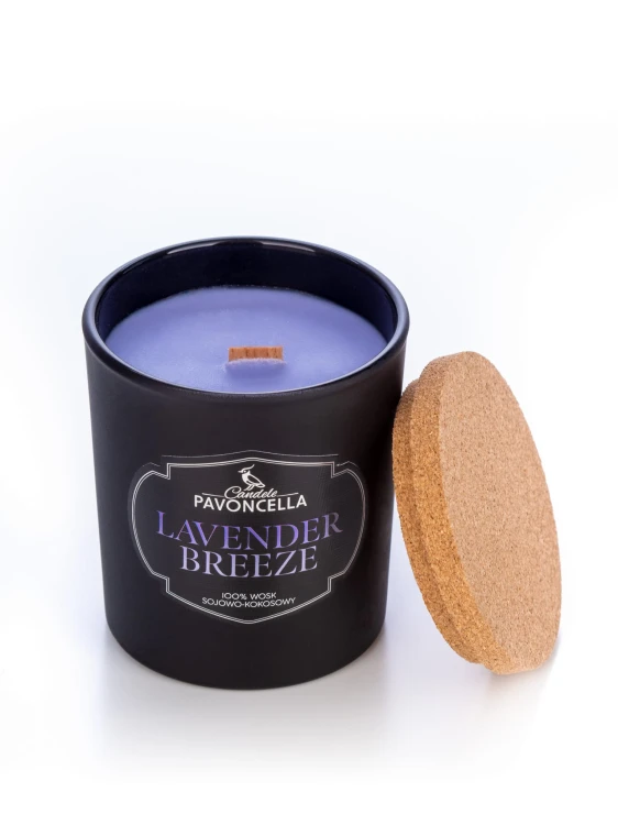 NATURALNA ŚWIECA SOJOWO-KOKOSOWA O ZAPACHU LAVENDER BREEZE 135G CZARNA
