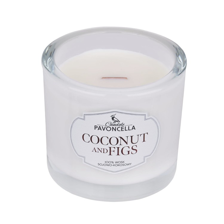 NATURALNA ŚWIECA SOJOWO-KOKOSOWA O ZAPACHU  COCONUT &amp; FIGS 170G BIAŁA