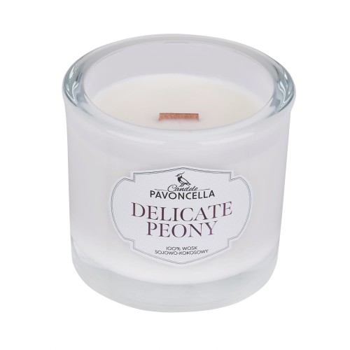 NATURALNA ŚWIECA SOJOWO-KOKOSOWA O ZAPACHU DELICATE PEONY 170G BIAŁA