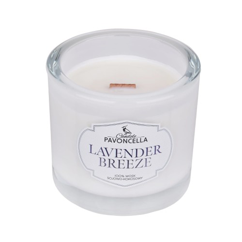 NATURALNA ŚWIECA SOJOWO-KOKOSOWA O ZAPACHU LAVENDER BREEZE 170G BIAŁA