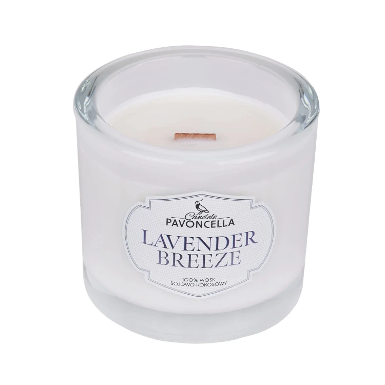 NATURALNA ŚWIECA SOJOWO-KOKOSOWA O ZAPACHU LAVENDER BREEZE 170G BIAŁA