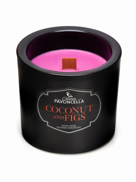 NATURALNA ŚWIECA SOJOWO-KOKOSOWA O ZAPACHU COCONUT &amp; FIGS 170G CZARNA