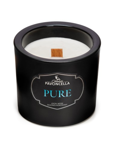 NATURALNA ŚWIECA SOJOWO-KOKOSOWA O ZAPACHU PURE 170G CZARNA