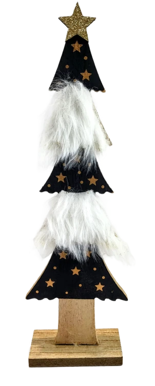 DREWNIANA CHOINKA/DRZEWKO CZARNO-BIAŁE 30,5CM