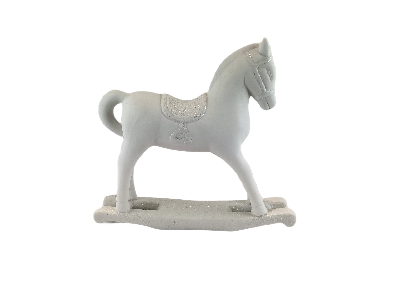 KOŃ NA BIEGUNACH DUŻY BIAŁY 21cm